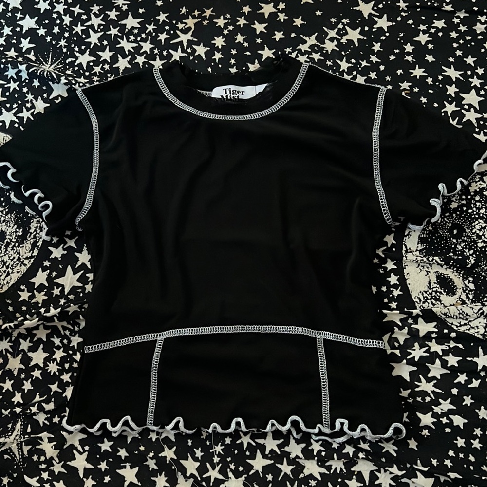 TIGER MIST black mesh crop top